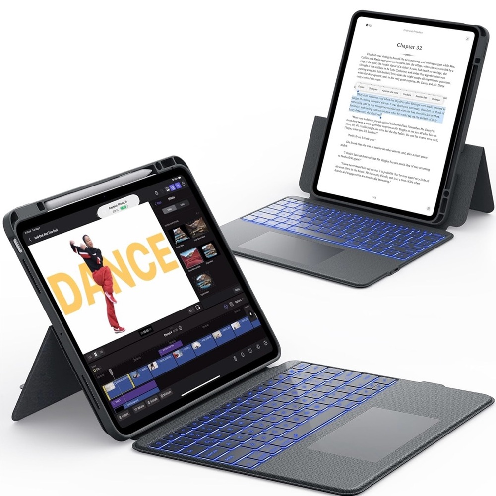 Gray Tablet Keyboard Case with Modern Design